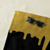 Serviette De Plage Script Vintage Black & Gold (En situation)