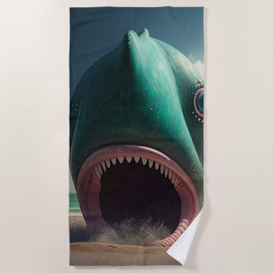 Serviette De Plage Sculpture de requin sur la plage