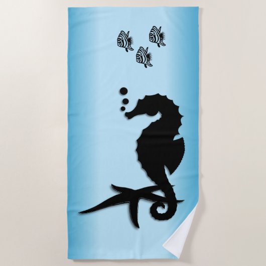 Serviette De Plage Sea Horse Blue (Devant)