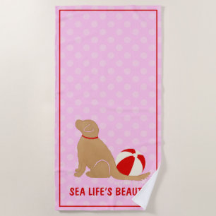 Serviette De Plage Sea Life's Beauty Retriever Pink Beach Towne