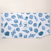Serviette De Plage Sea Shell Watercolor Nautical Monogram Initial (Devant)
