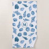 Serviette De Plage Sea Shell Watercolor Nautical Monogram Initial (Devant)