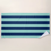 Serviette De Plage Seafoam Green et Navy Stripes Plage Serviette (Devant)