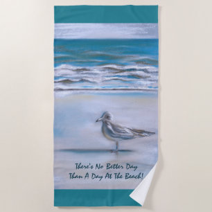 Serviette De Plage Seagull on the Shore Pastel Art