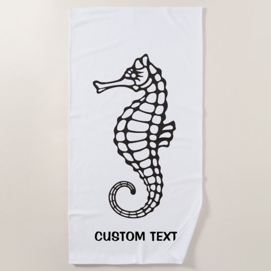 Serviette De Plage Seahorse Black (Devant)