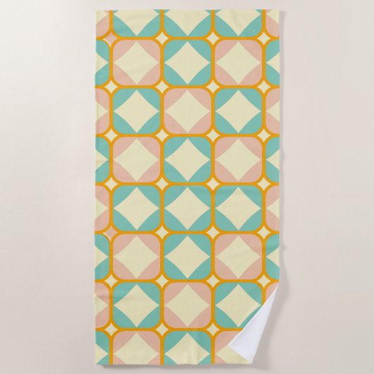 Serviette De Plage Seamless retro pattern with rounded squares (Devant)