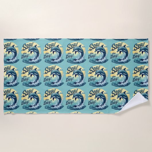Serviette De Plage Seas Day Retro Dolphin Océan esthétique (Devant)