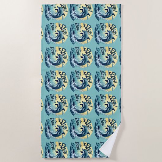 Serviette De Plage Seas Day Retro Dolphin Océan esthétique (Devant)