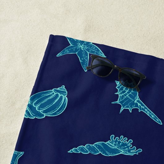 Serviette De Plage seashells and starfish (En situation)