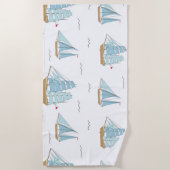 Serviette De Plage Seatime été Cute yachts avec voile (Devant)