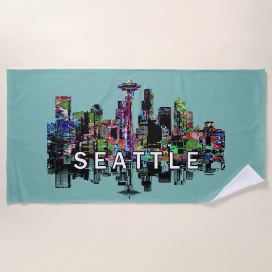 Serviette De Plage Seattle, Washington couvert de graffitis (Devant)