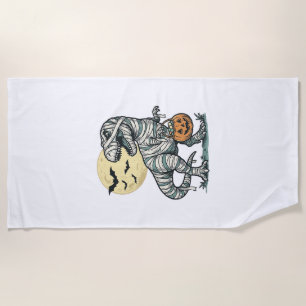 Serviette De Plage Seau à bonbons Halloween Mummy T-Rex Vecteur vinta