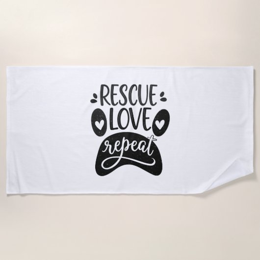 Serviette De Plage Secourir l'amour Répéter le chien Paw Tee (Devant)