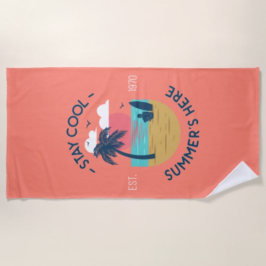 Serviette De Plage Séjournez Cool Summer's Here Beach Sunset (Devant)