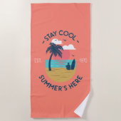 Serviette De Plage Séjournez Cool Summer's Here Beach Sunset (Devant)