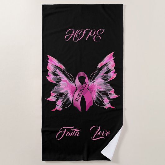 Serviette De Plage Sensibilisation au cancer du sein (Devant)