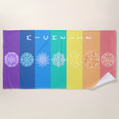 Serviette De Plage Sept chakras en mandalas arc-en-ciel (Devant)