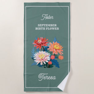 Serviette De Plage Septembre Fleur de naissance Nom personnalisé