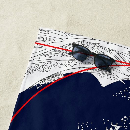 Serviette De Plage Séquence Fibonacci et la Grande Vague (En situation)