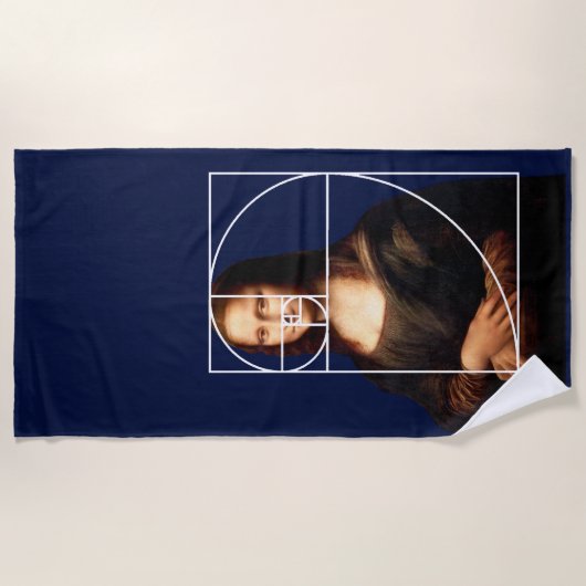 Serviette De Plage Séquence Leonardo da Vinci Mona Lisa Fibonacci (Devant)