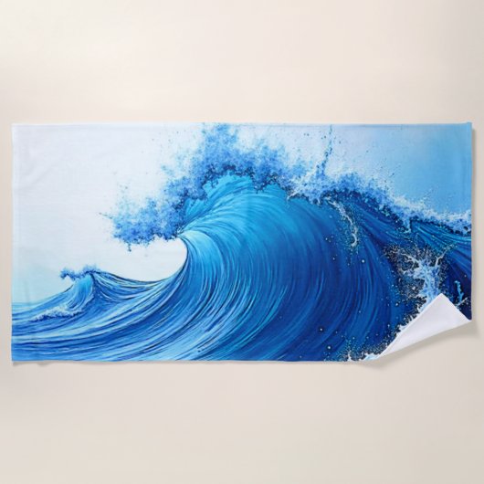 Serviette De Plage Serene Blue Wave Splashes (Devant)