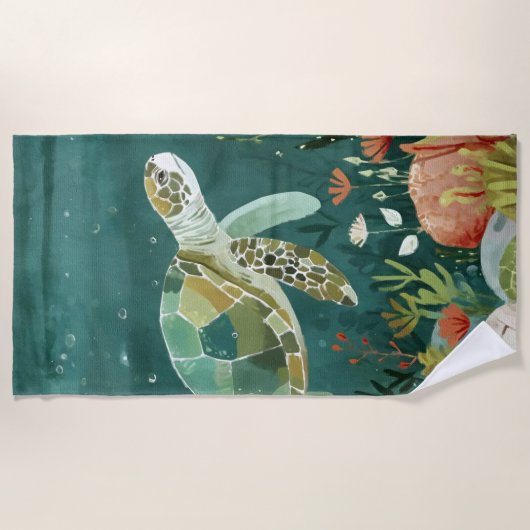 Serviette De Plage Serene Sea Turtle : Oasis sous-marine (Devant)