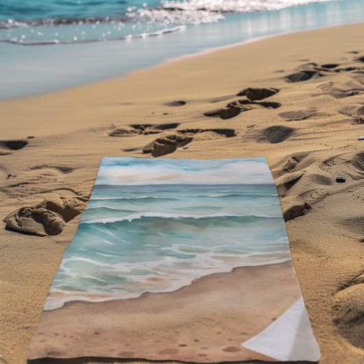 Serviette De Plage Serene Watercolor Beach Waves - Ocean Vibes