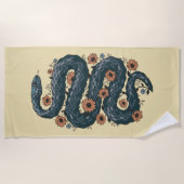 Serviette De Plage Serpent floral (bleu) (Devant)