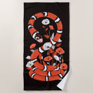 Serviette De Plage Serpent roi aux fleurs de pavot