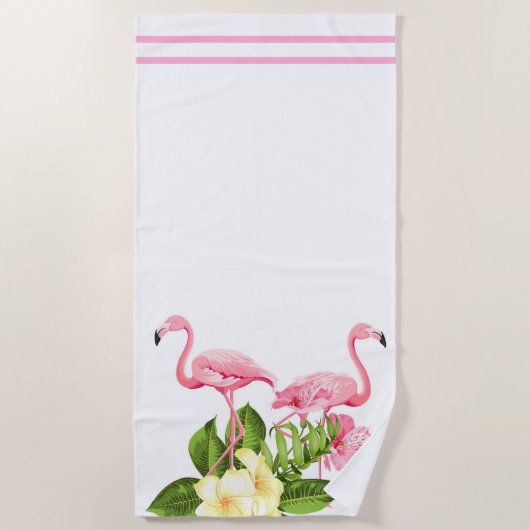 Serviette de plage - Serviette de plage flamant ro (Devant)