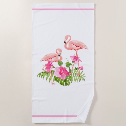 Serviette de plage-Serviette de plage flamant rose (Devant)