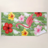 Serviette De Plage Serviette-Flamant rose de plage (Devant)