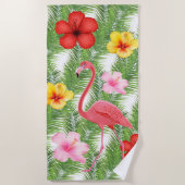 Serviette De Plage Serviette-Flamant rose de plage (Devant)