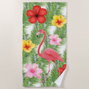 Serviette De Plage Serviette-Flamant rose de plage
