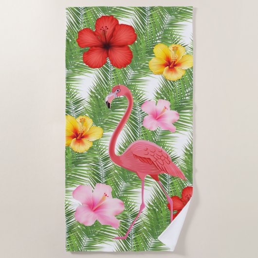 Serviette De Plage Serviette-Flamant rose de plage (Devant)