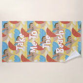 Serviette De Plage Serviette illustrée « Emmenez-moi à la plage » (Devant)