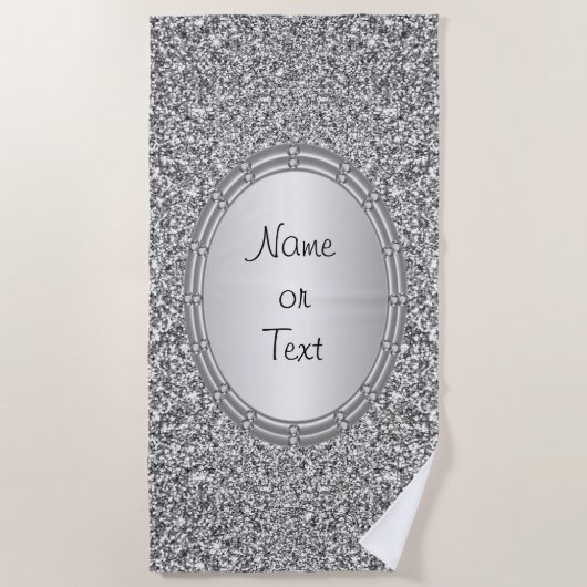 Serviette De Plage Serviette Plage Frame Parties scintillant Argent (Devant)