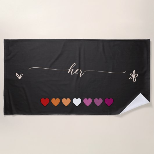 Serviette De Plage Ses cœurs lesbiens (Devant)