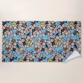 Serviette De Plage Sésame Sésame | Cookie Monster Doodle Motif (Devant)
