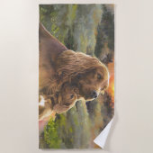 Serviette De Plage setter irlandais avec chiot (Devant)