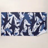 Serviette De Plage Shark Pattern – Blue Ocean Design (Devant)