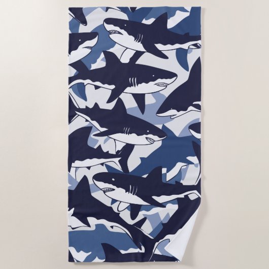 Serviette De Plage Shark Pattern – Blue Ocean Design (Devant)