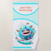 Serviette De Plage Shark Summer Vacation Name Boy Beach Towel (Devant)