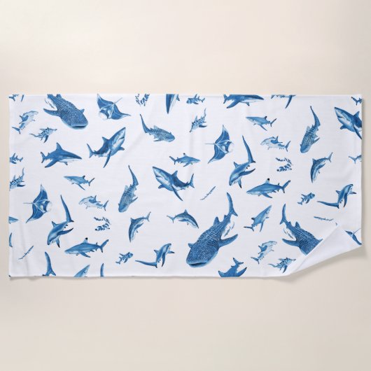 Serviette De Plage Sharks & Manta Rays|Ocean Art Design (Devant)