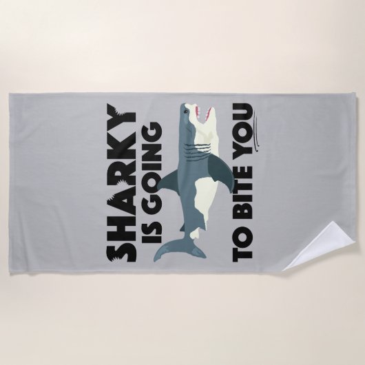 Serviette De Plage Sharky Va Vous Biter Design - Beach Towel (Devant)