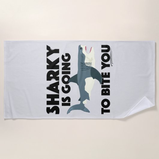 Serviette De Plage Sharky Va Vous Biter Design - Beach Towel (Devant)