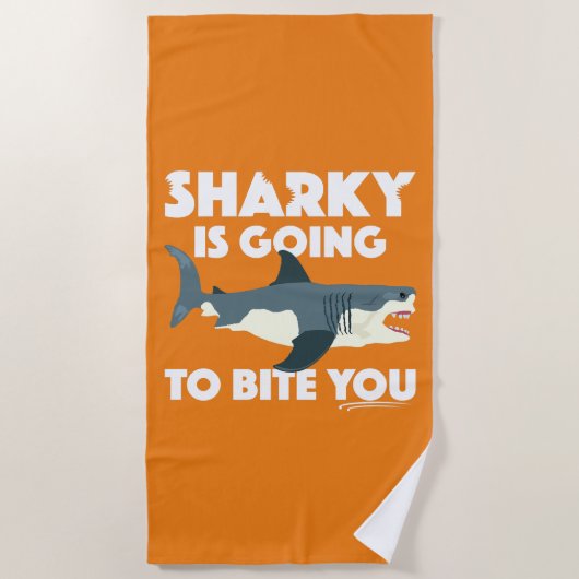 Serviette De Plage Sharky Va Vous Biter Design - Beach Towel (Devant)