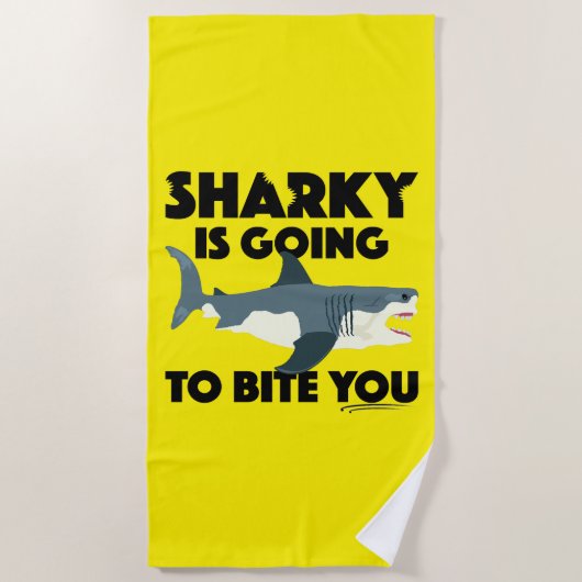 Serviette De Plage Sharky Va Vous Biter Design - Beach Towel (Devant)