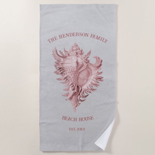 Serviette de plage Shell Conch Rose (Devant)