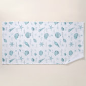 Serviette De Plage Shells Starfish Sun Fun Texte Turquoise ID918 (Devant)